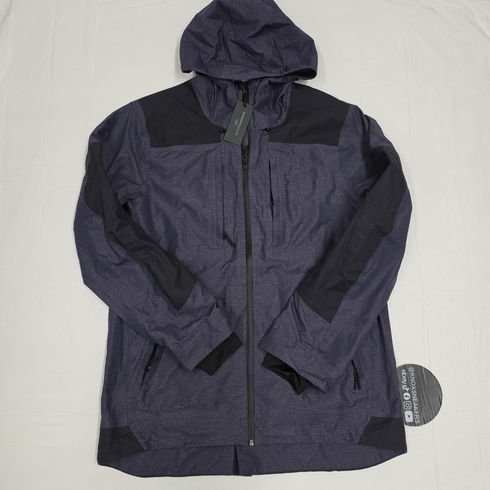 RHONE NANOPROJECT Hooded Windbreaker Shell Jacket Black Purple Men's Size Large